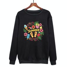 Felpa con scollo rotondo casual estiva stampata su richiesta, taglia: XXXL (nero)