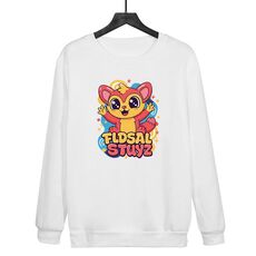 Felpa girocollo casual larga stampata con elfo rosso, stampa su richiesta, taglia: XL (bianco)