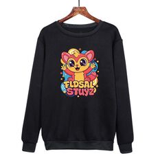 Felpa girocollo casual larga stampata con elfo rosso, stampa su richiesta, taglia: XXXL (nero)