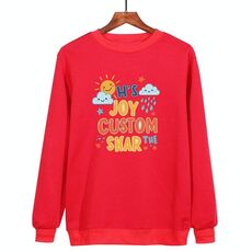 Felpa girocollo casual ampia e stampata JOY CUSTOM con stampa su richiesta, taglia: XS (rosso)