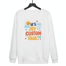 Felpa girocollo casual ampia e stampata JOY CUSTOM con stampa su richiesta, taglia: M (bianco)