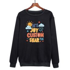 Felpa girocollo casual ampia e stampata JOY CUSTOM con stampa su richiesta, taglia: L (nero)