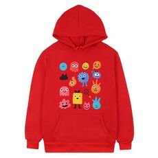 Felpa con cappuccio in pile con stampa di simpatici mostri, stampa su richiesta, taglia: XL (rosso)