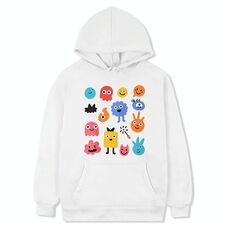 Felpa con cappuccio in pile con stampa di simpatici mostri, stampa su richiesta, taglia: XXL (bianco)