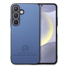 Per Samsung Galaxy S25+ 5G Custodia in pelle con retro in tessuto Twill (blu)