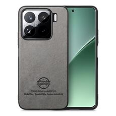 Per Xiaomi 15 Custodia in pelle con retro in tessuto Twill (grigio)