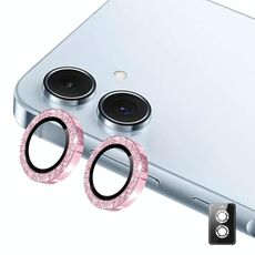 Per Samsung Galaxy A06 ENKAY Hat-Prince 9H Obiettivo della fotocamera posteriore Pellicola in vetro temperato in lega di alluminio glitterata (rosa)