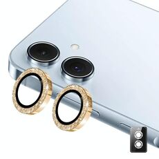 Per Samsung Galaxy A06 ENKAY Hat-Prince 9H Obiettivo della fotocamera posteriore Pellicola in vetro temperato in lega di alluminio glitterata (dorato)