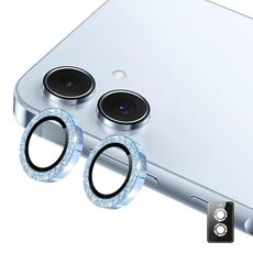 Per Samsung Galaxy A06 ENKAY Hat-Prince 9H Obiettivo della fotocamera posteriore Pellicola in vetro temperato in lega di alluminio glitterata (blu)
