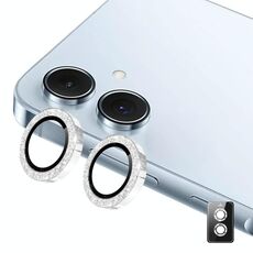Per Samsung Galaxy A06 ENKAY Hat-Prince 9H Obiettivo della fotocamera posteriore Pellicola in vetro temperato in lega di alluminio glitterata (argento)