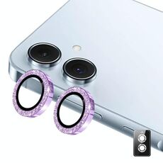 Per Samsung Galaxy A06 ENKAY Hat-Prince 9H Obiettivo della fotocamera posteriore Pellicola in vetro temperato in lega di alluminio glitterata (viola)
