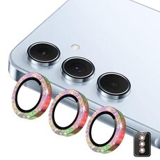 Per Samsung Galaxy A25 ENKAY Hat-Prince 9H Obiettivo della fotocamera posteriore Pellicola in vetro temperato in lega di alluminio glitterata (colorata)