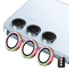 Per Samsung Galaxy A15 ENKAY Hat-Prince 9H Obiettivo della fotocamera posteriore Pellicola in vetro temperato in lega di alluminio glitterata (colorata)