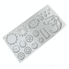 Stampo in silicone per fondente per torte con ingranaggi meccanici per lavori in zucchero, decorazioni per cupcake, gioielli, argilla polimerica, progetti artigianali (grigio)