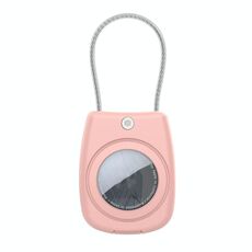 Per AirTag Custodia impermeabile con blocco di sicurezza in corda di acciaio inossidabile Guscio protettivo (rosa)