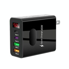 Caricabatterie multiporta per telefono cellulare con display digitale 2 USB+2 Type-C, colore: spina USA nera
