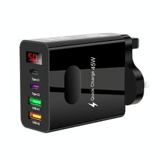 Caricabatterie multiporta per telefono cellulare con display digitale 2 USB+2 Type-C, colore: spina UK nera