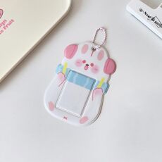 Hisocute Student Cartoon PVC Trasparente Porta Carte Carino Animale 3 Pollici Idol Album Porta Foto, Stile: Coniglietto Bianco