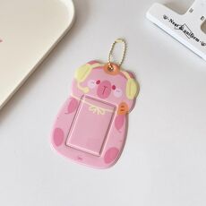 Hisocute Student Cartoon PVC Trasparente Porta Carte Carino Animale 3 Pollici Idol Album Foto Porta Carte, Stile: Orso Rosa