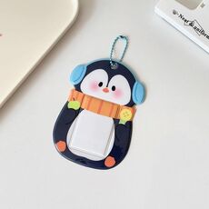 Hisocute Student Cartoon PVC Trasparente Porta Carte Carino Animale 3 Pollici Idol Album Porta Foto, Stile: Pinguino Nero