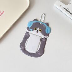 Hisocute Student Cartoon PVC Trasparente Porta Carte Carino Animale 3 Pollici Idol Album Foto Porta Carte, Stile: Coyote Grigio