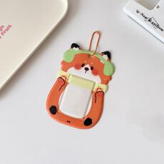 Hisocute Student Cartoon PVC Trasparente Porta Carte Carino Animale 3 Pollici Idol Album Porta Foto, Stile: Volpe Arancione