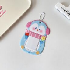 Hisocute Student Cartoon PVC Trasparente Porta Carte Carino Animale 3 Pollici Idol Album Porta Foto, Stile: Pinguino Blu