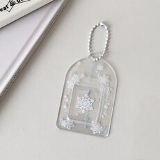Porta biglietti da visita in PVC con fiocco di neve Hisocute, 1 pollice, 2 pollici, 3 pollici, ciondolo con piccola stella, custodia per foto, colore: trasparente piccolo