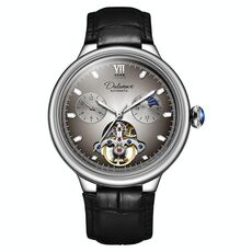 Orologio meccanico completamente automatico Dulunwe 6049B 30m impermeabile con volano luminoso (cinturino in pelle marrone)