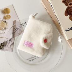 Hisocute Student Peluche Ciondolo Portamonete Snap Card Case Portachiavi Auricolare Borsa (Bianco)