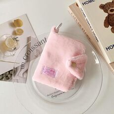 Hisocute Student Peluche Ciondolo Portamonete Snap Card Case Portachiavi Auricolare Borsa (Rosa)