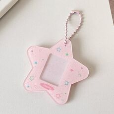 Hisocute Cartoon Pentagram 1 pollice Photo Frame Pendant Studenti Portachiavi Chasing Star Porta carte Pendant (Stelle rosa)