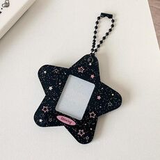 Hisocute Cartoon Pentagram 1 pollice Photo Frame Pendant Studenti Portachiavi Chasing Star Porta carte Pendant (stelle nere)