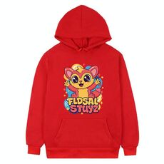 Felpa con cappuccio in pile stampato elfo rosso Stampa su richiesta, taglia: XXXL (rosso)