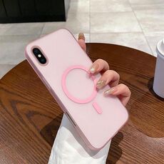 Per iPhone XS / X Custodia per telefono PC MagSafe Ice Fog (rosa trasparente)