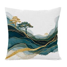 Federa per cuscino per divano stampata Golden Mountains, senza stampa centrale su richiesta, dimensioni: 35x35 cm (velluto granulare Twill)