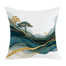 Federa per cuscino per divano stampata Golden Mountains, senza stampa centrale, su richiesta, dimensioni: 35x35 cm (elasticità bidirezionale)