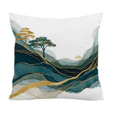 Federa per cuscino per divano stampata Golden Mountains, senza stampa centrale, su richiesta, dimensioni: 45x45 cm (velluto di cristallo)