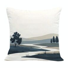Federa per cuscino per divano stampata Quiet River, senza stampa centrale, su richiesta, dimensioni: 40x40 cm (velluto olandese)