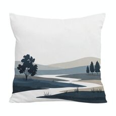 Federa per cuscino per divano stampata Quiet River, senza stampa centrale, su richiesta, dimensioni: 40x40 cm (velluto di cristallo)