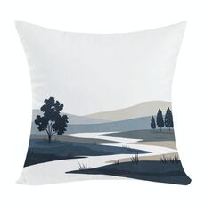 Federa per cuscino per divano stampata Quiet River, senza stampa centrale, su richiesta, dimensioni: 45x45 cm (peluche corto)
