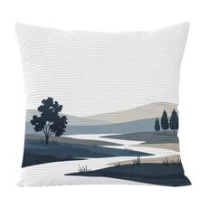 Federa per cuscino per divano stampata Quiet River, senza stampa centrale, su richiesta, dimensioni: 45x45 cm (velluto granulare Twill)