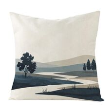 Federa per cuscino per divano stampata Quiet River, senza stampa centrale, su richiesta, dimensioni: 45x45 cm (lino bianco)