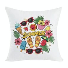 Cuscino per divano stampato estivo con stampa centrale su richiesta, dimensioni: 60x60 cm (elasticità bidirezionale)