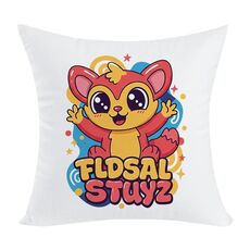 Cuscino per divano stampato con elfo rosso con stampa centrale su richiesta, dimensioni: 35x35 cm (velluto color pesca)