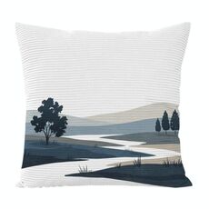 Cuscino per divano stampato Quiet River con stampa centrale su richiesta, dimensioni: 35x35 cm (velluto granulare Twill)