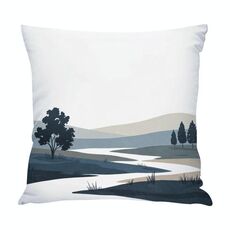 Cuscino per divano stampato Quiet River con stampa centrale su richiesta, dimensioni: 60x60 cm (raso brillante)