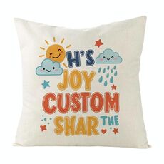 Cuscino per divano stampato JOY CUSTOM con stampa centrale su richiesta, dimensioni: 40x40 cm (lino bianco)