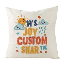 Cuscino per divano stampato JOY CUSTOM con stampa centrale su richiesta, dimensioni: 50x50 cm (lino bianco)