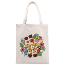 Borsa a mano in tela stampata estiva su richiesta, dimensioni: 30x25 cm (beige)